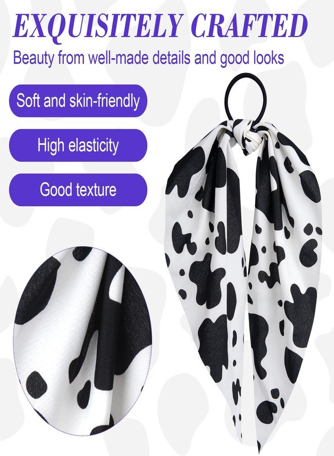 Mxxipp Cow Print Hair Band for Women, Non-Slip Rabbit Bunny Ear Bow Hair Tie Ropes, Elastic Bowknot Ponytail Holder Hair Scrunchies Accessories for Curly Straight Thin Thick Fine Hair - Image 3